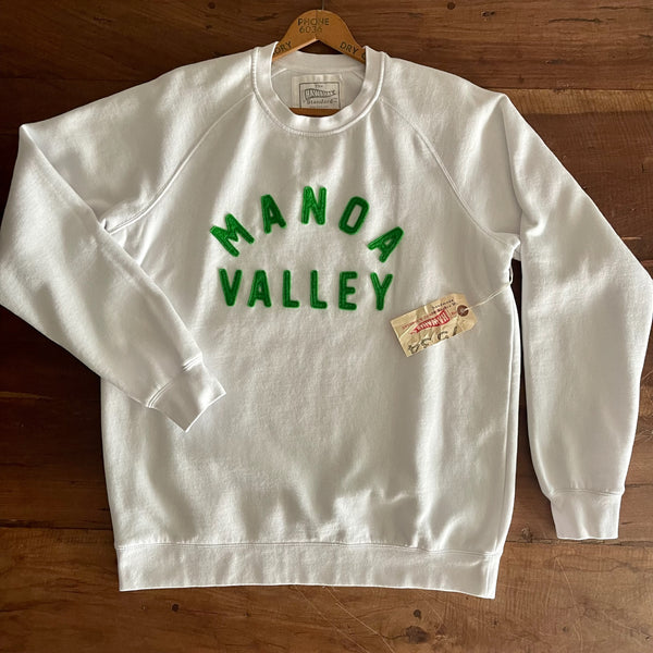 Mens Raglan Fleece White x  Grass Green applique